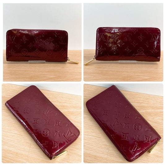 LOUIS VUITTON VERNIS ZIPPY WALLET M90218 BORDEAUX PATENT LEATHER