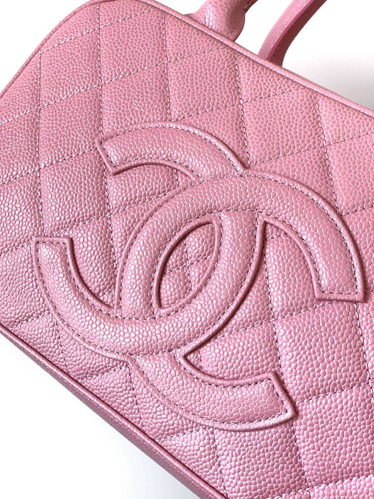 CHANEL BOWLING BAG LEATHER HANDBAG PINK