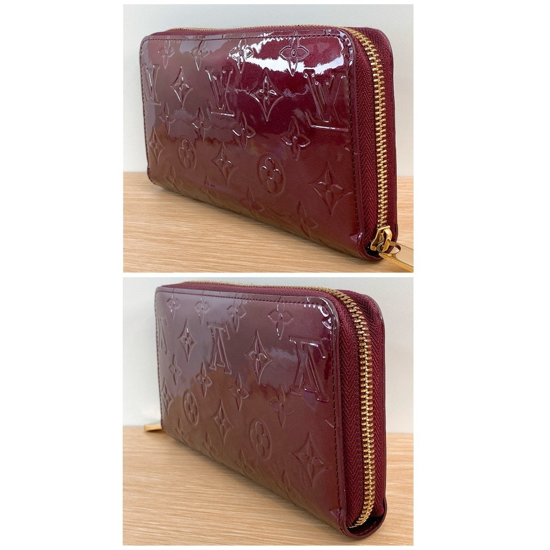 LOUIS VUITTON VERNIS ZIPPY WALLET M90218 BORDEAUX PATENT LEATHER