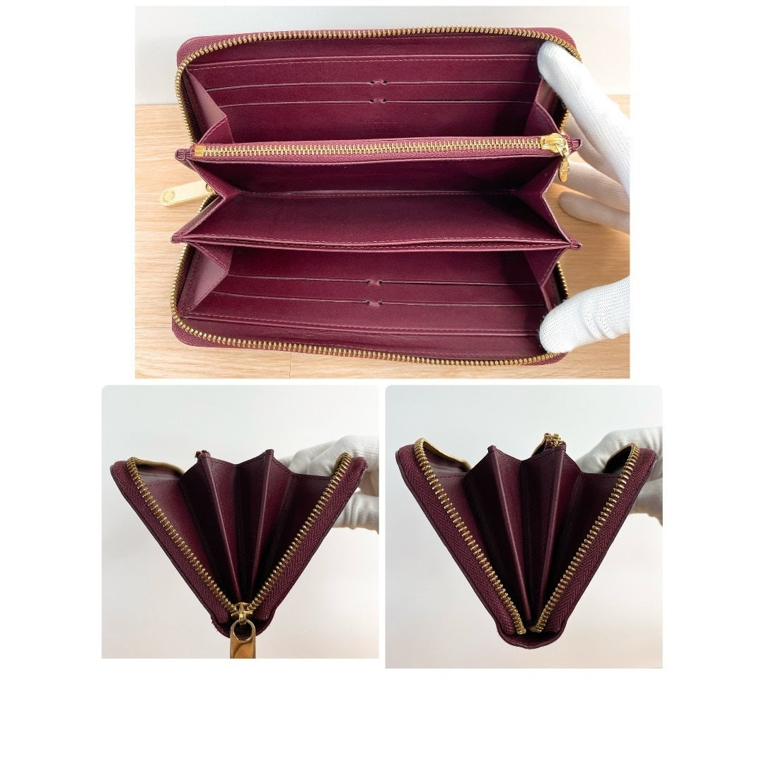 LOUIS VUITTON VERNIS ZIPPY WALLET M90218 BORDEAUX PATENT LEATHER