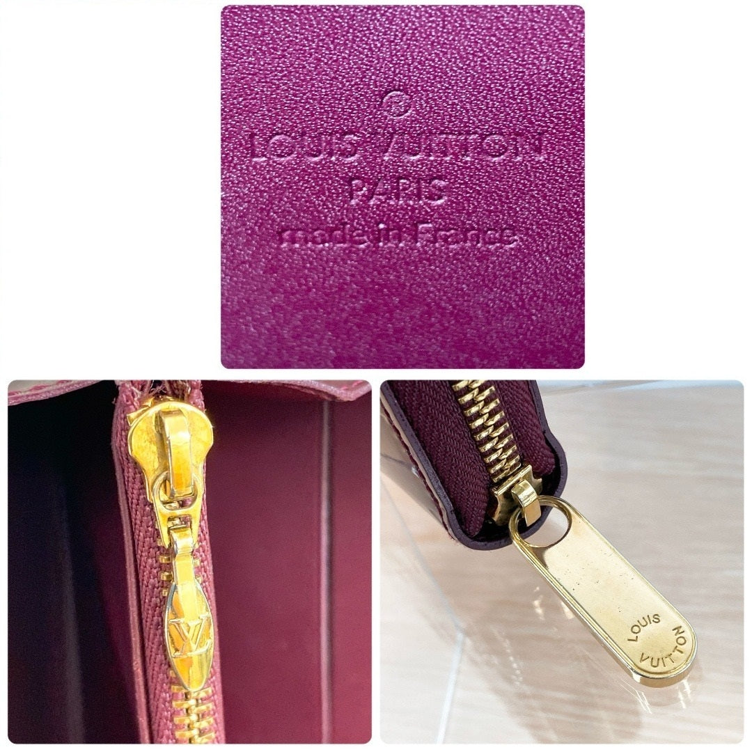 LOUIS VUITTON VERNIS ZIPPY WALLET M90218 BORDEAUX PATENT LEATHER