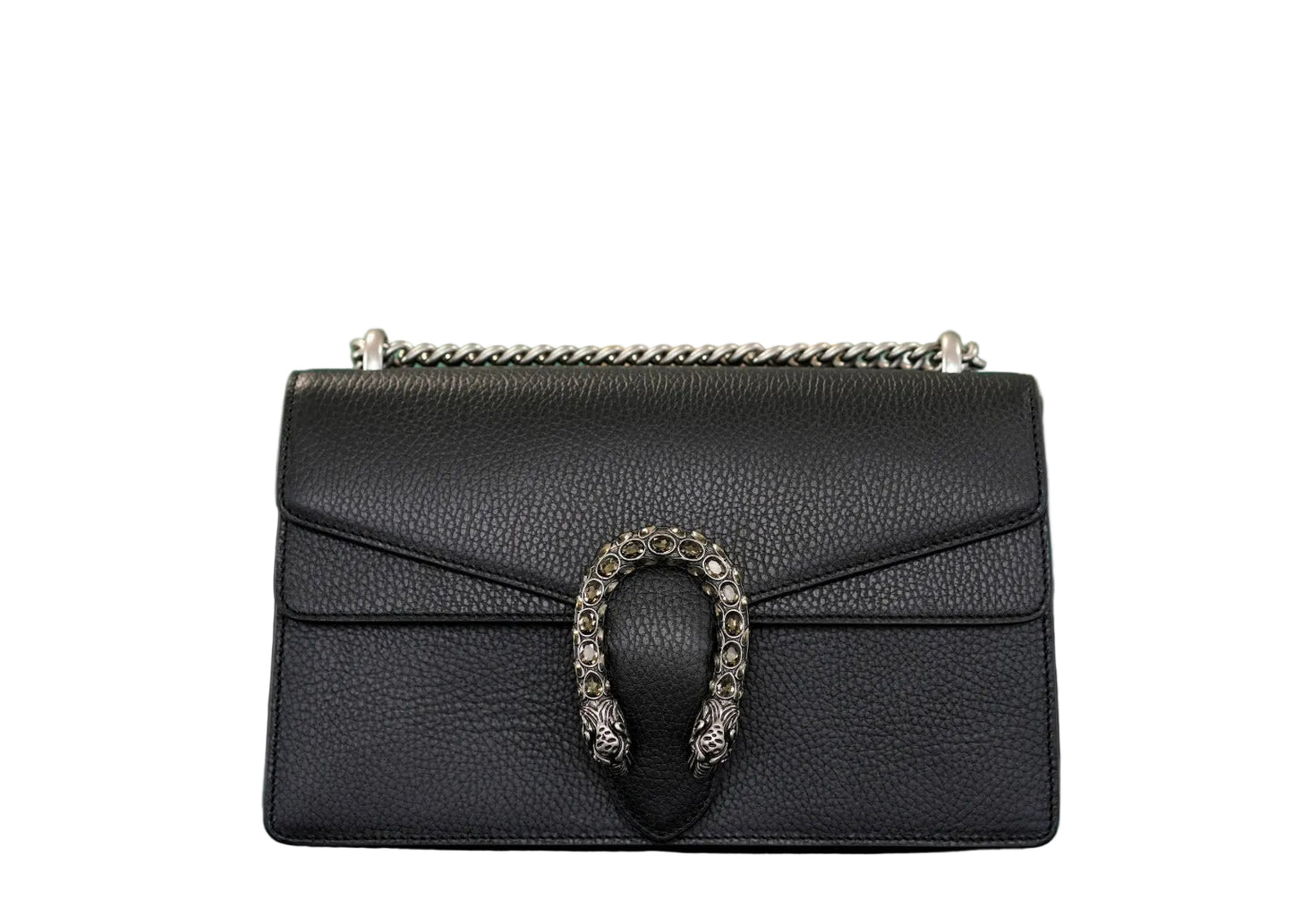 GUCCI DIONYSUS SHOULDER BAG  BLACK TEXTURED LEATHER