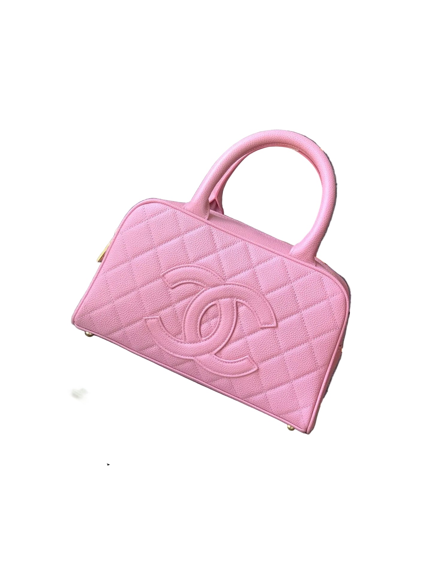 CHANEL BOWLING BAG LEATHER HANDBAG PINK