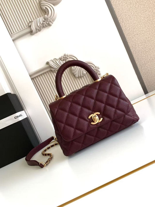 CHANEL COCO HANDLE&nbsp; MINI TOP HANDLE BAG – BURGUNDY CAVIAR LEATHER