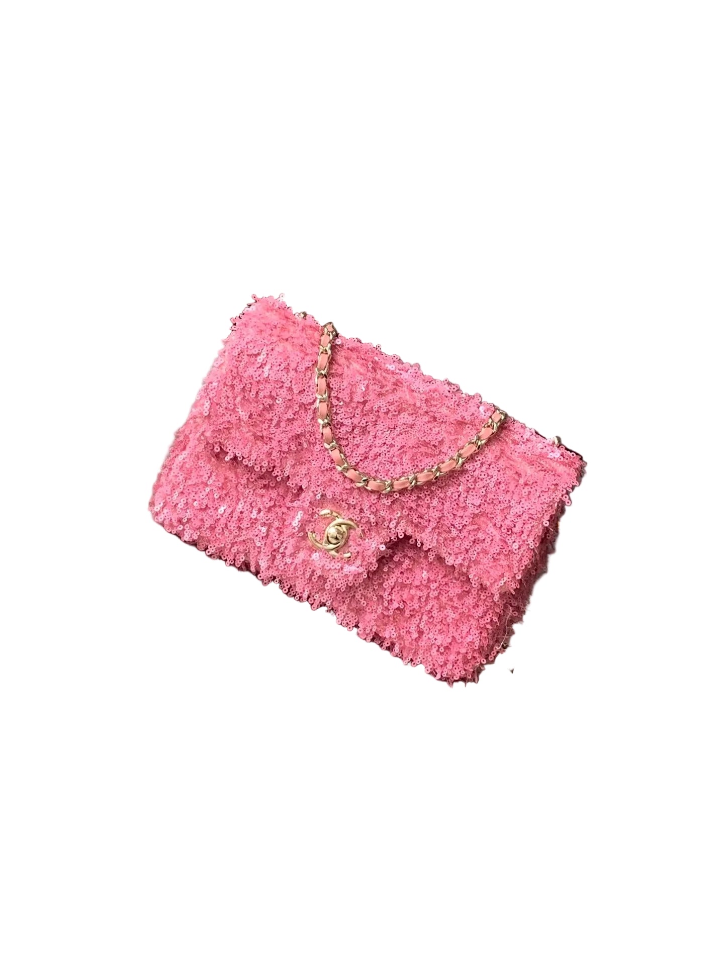 CHANEL TWEED QUILTED FLAP CHAIN WAIST BAG IN PINK