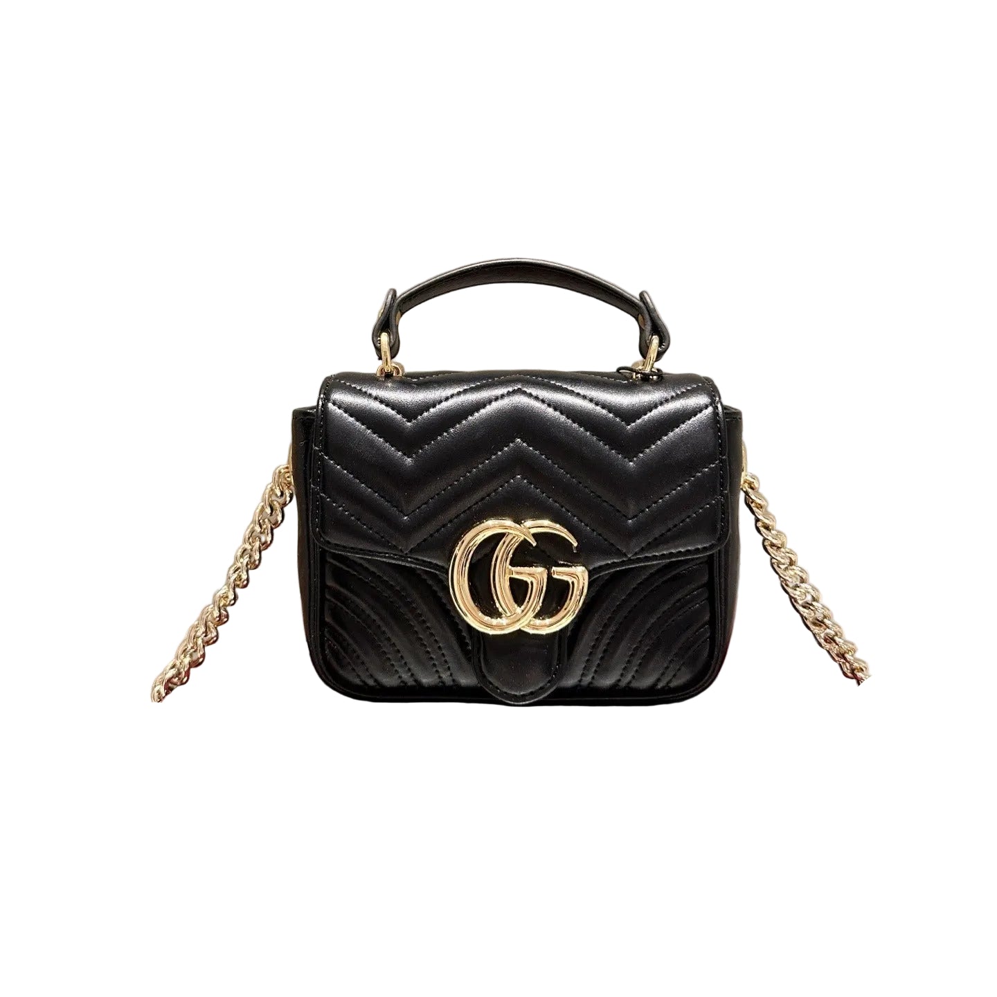 GUCCI GG MARMONT MINI TOP CROSSBODY LEATHER BLACK