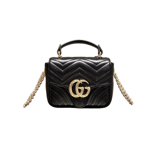 GUCCI GG MARMONT MINI TOP CROSSBODY LEATHER BLACK
