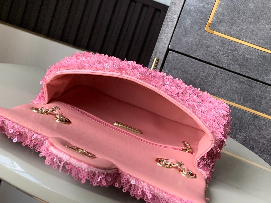CHANEL TWEED QUILTED FLAP CHAIN WAIST BAG IN PINK