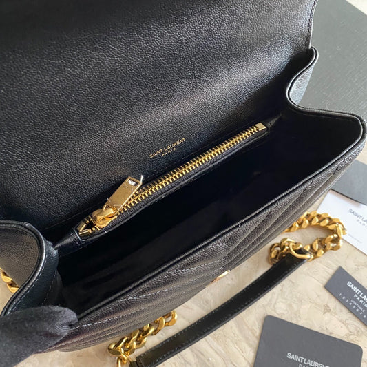 YSL SAINT LAURENT LOGO PLAQUE MEDIUM SHOULDER BAG