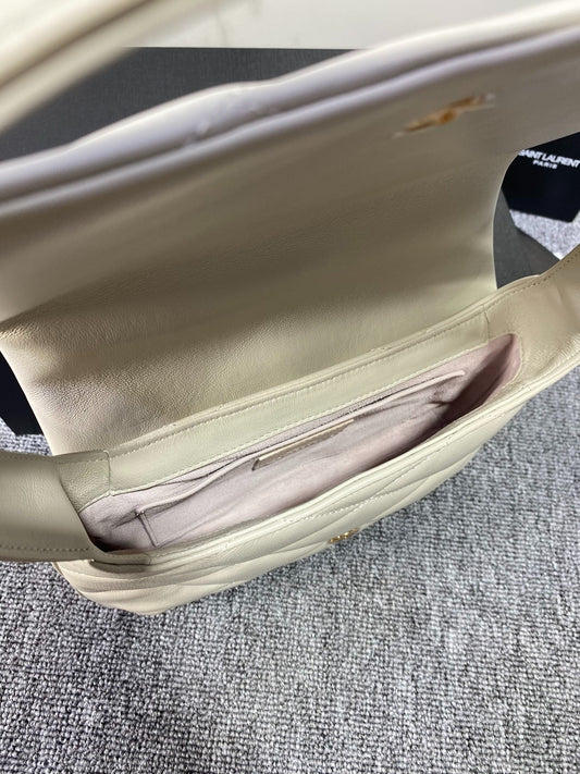 YSL HANDBAG WHITE LEATHER SHOULDER BAG
