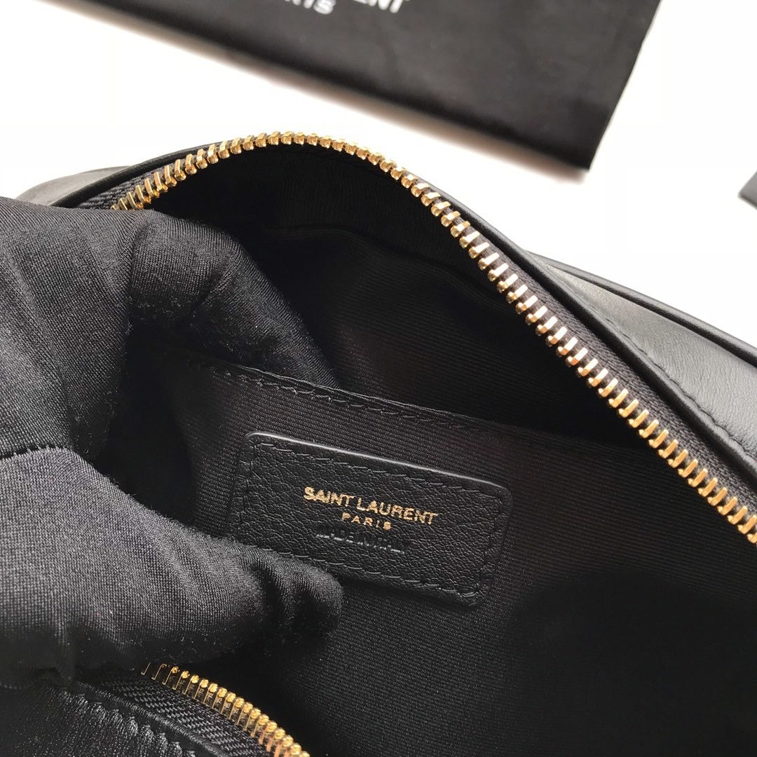 YSL MINI BLACK LEATHETR WITH STRAP SHOULDER BAG