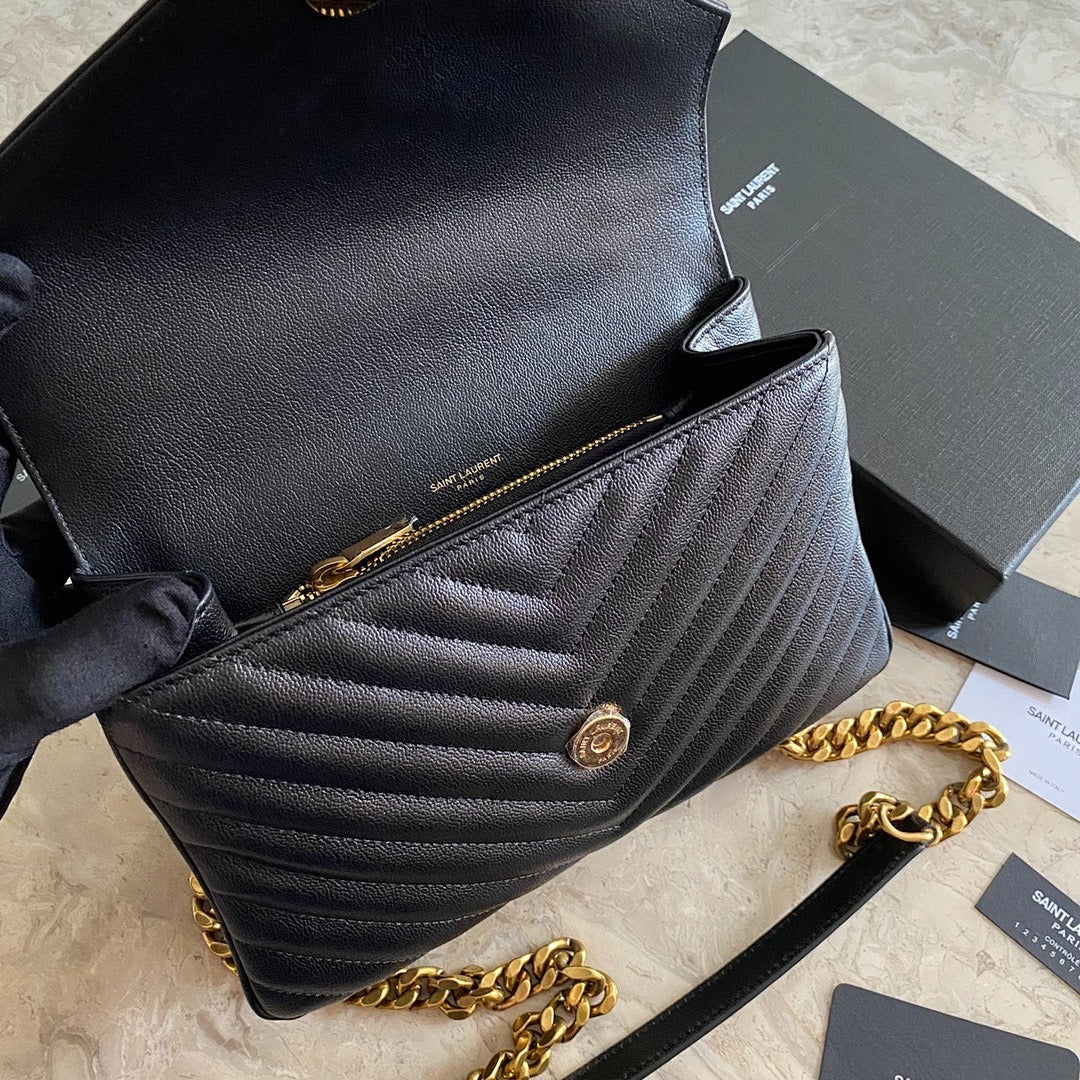 YSL SAINT LAURENT LOGO PLAQUE MEDIUM SHOULDER BAG