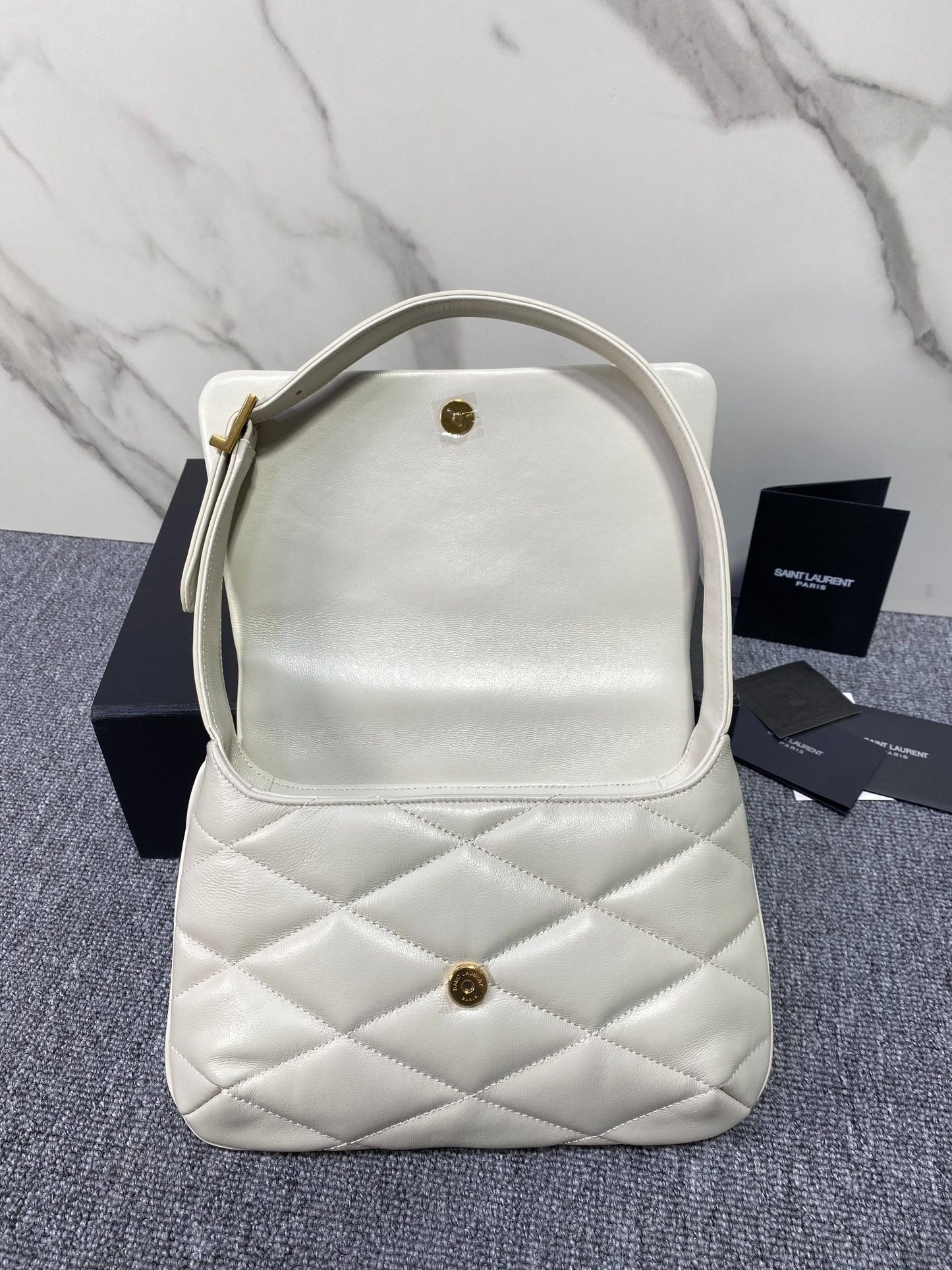 YSL HANDBAG WHITE LEATHER SHOULDER BAG