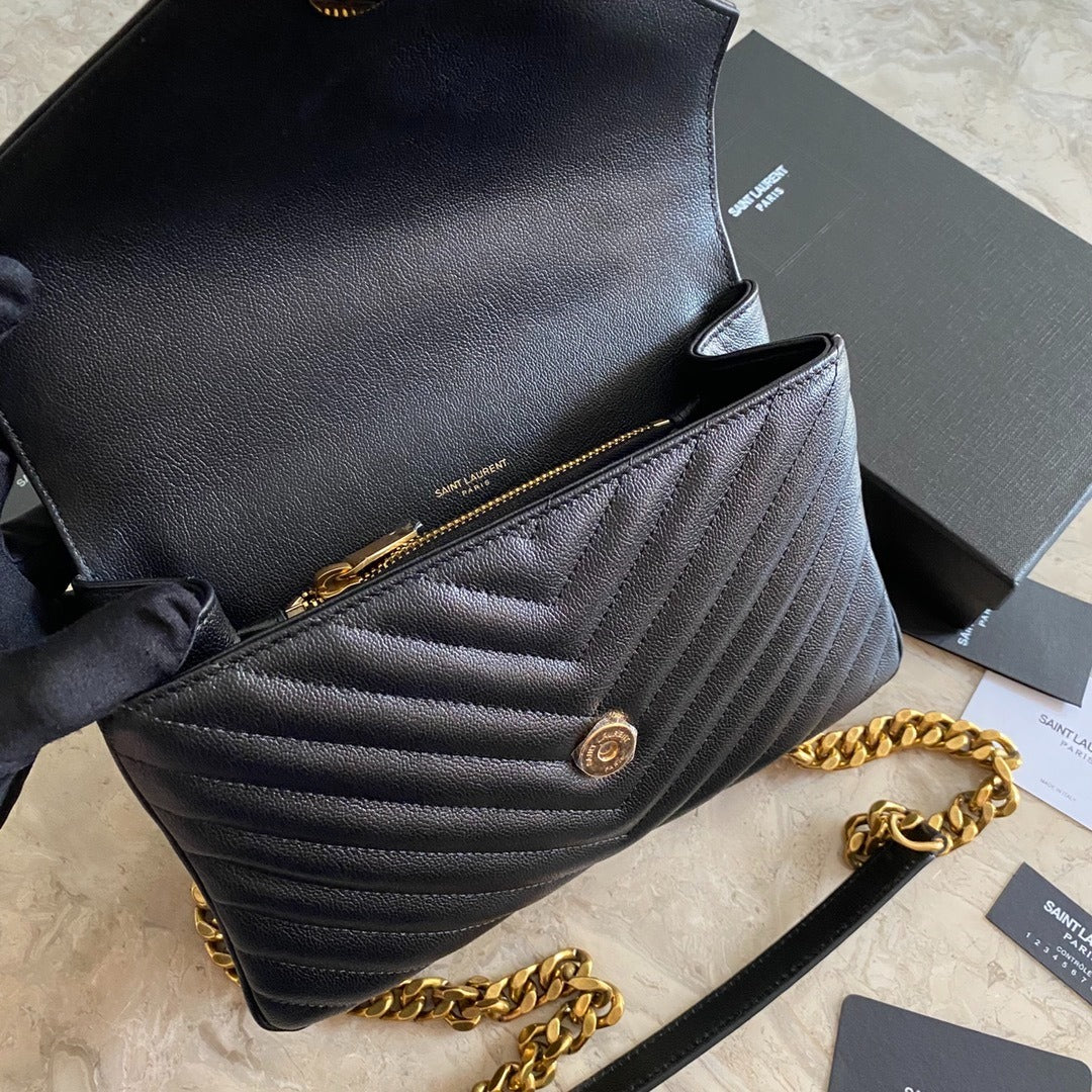 YSL SAINT LAURENT LOGO PLAQUE MEDIUM SHOULDER BAG