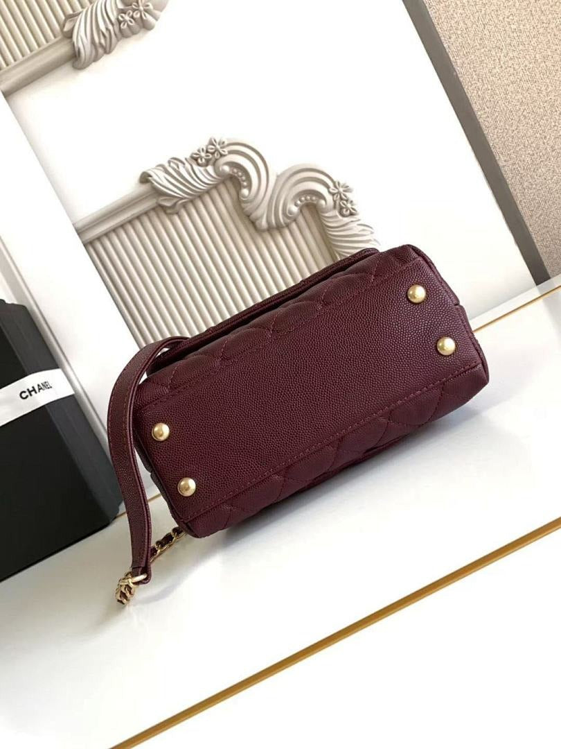 CHANEL COCO HANDLE&nbsp; MINI TOP HANDLE BAG – BURGUNDY CAVIAR LEATHER