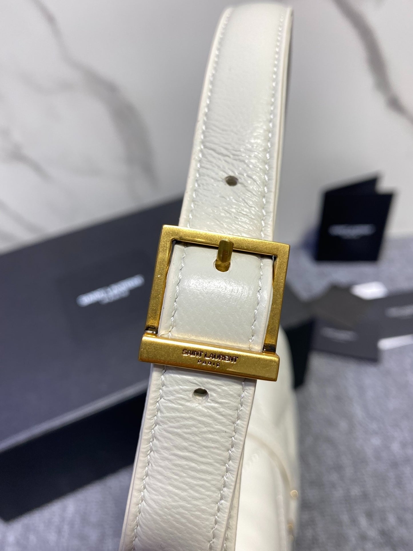 YSL HANDBAG WHITE LEATHER SHOULDER BAG