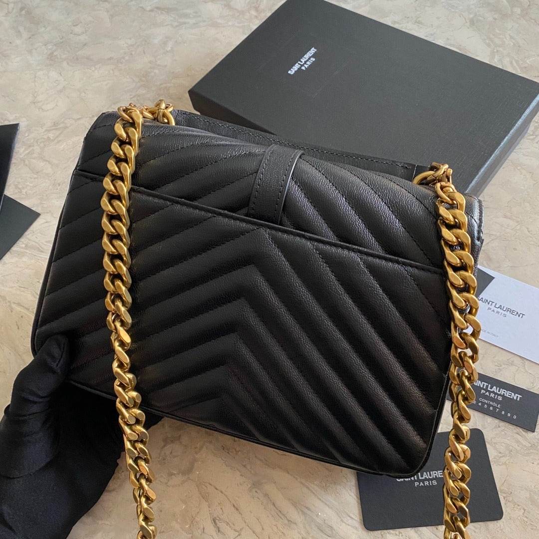 YSL SAINT LAURENT LOGO PLAQUE MEDIUM SHOULDER BAG