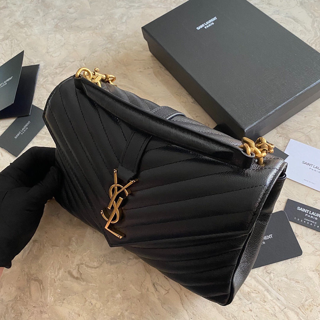 YSL SAINT LAURENT LOGO PLAQUE MEDIUM SHOULDER BAG