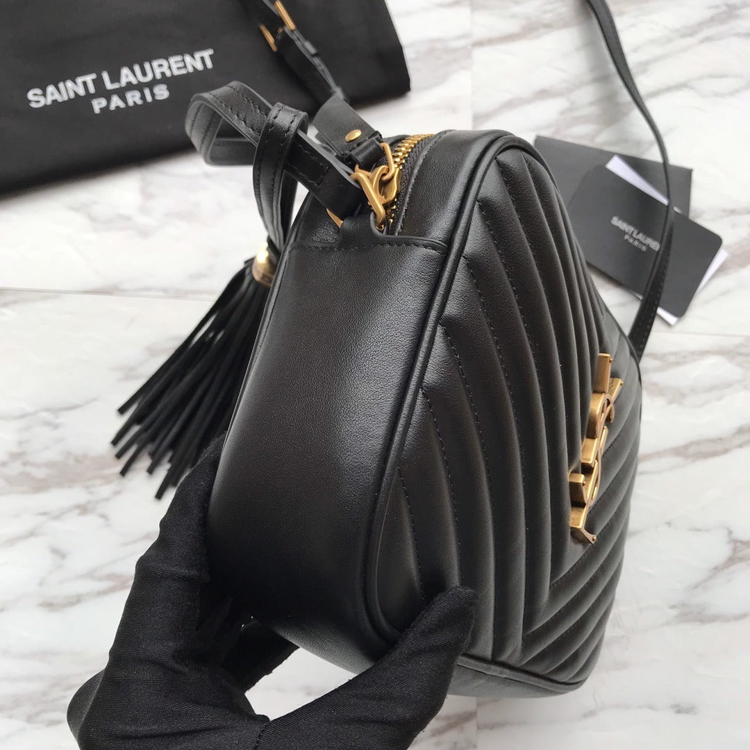 YSL MINI BLACK LEATHETR WITH STRAP SHOULDER BAG