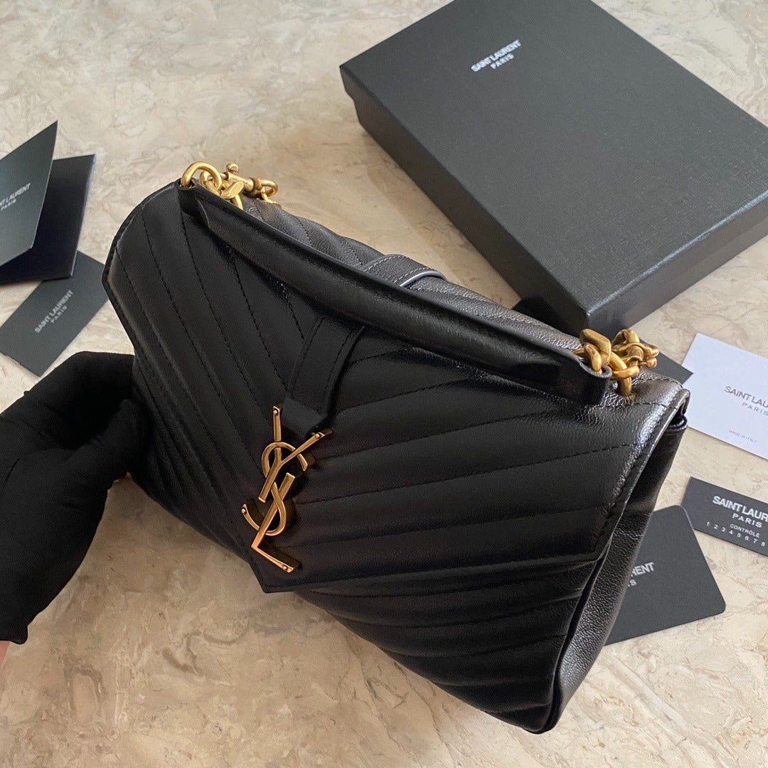 YSL SAINT LAURENT LOGO PLAQUE MEDIUM SHOULDER BAG