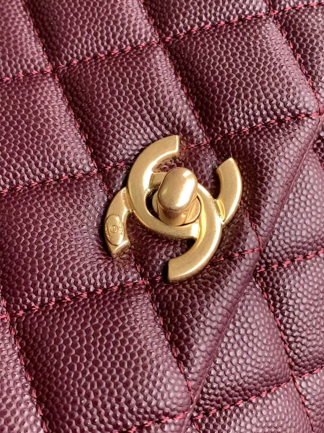 CHANEL COCO HANDLE&nbsp; MINI TOP HANDLE BAG – BURGUNDY CAVIAR LEATHER