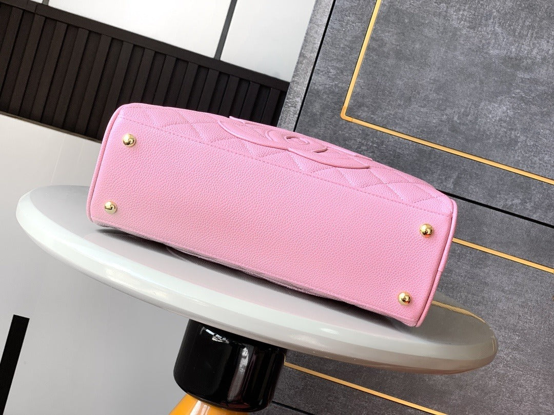 CHANEL BOWLING BAG LEATHER HANDBAG PINK