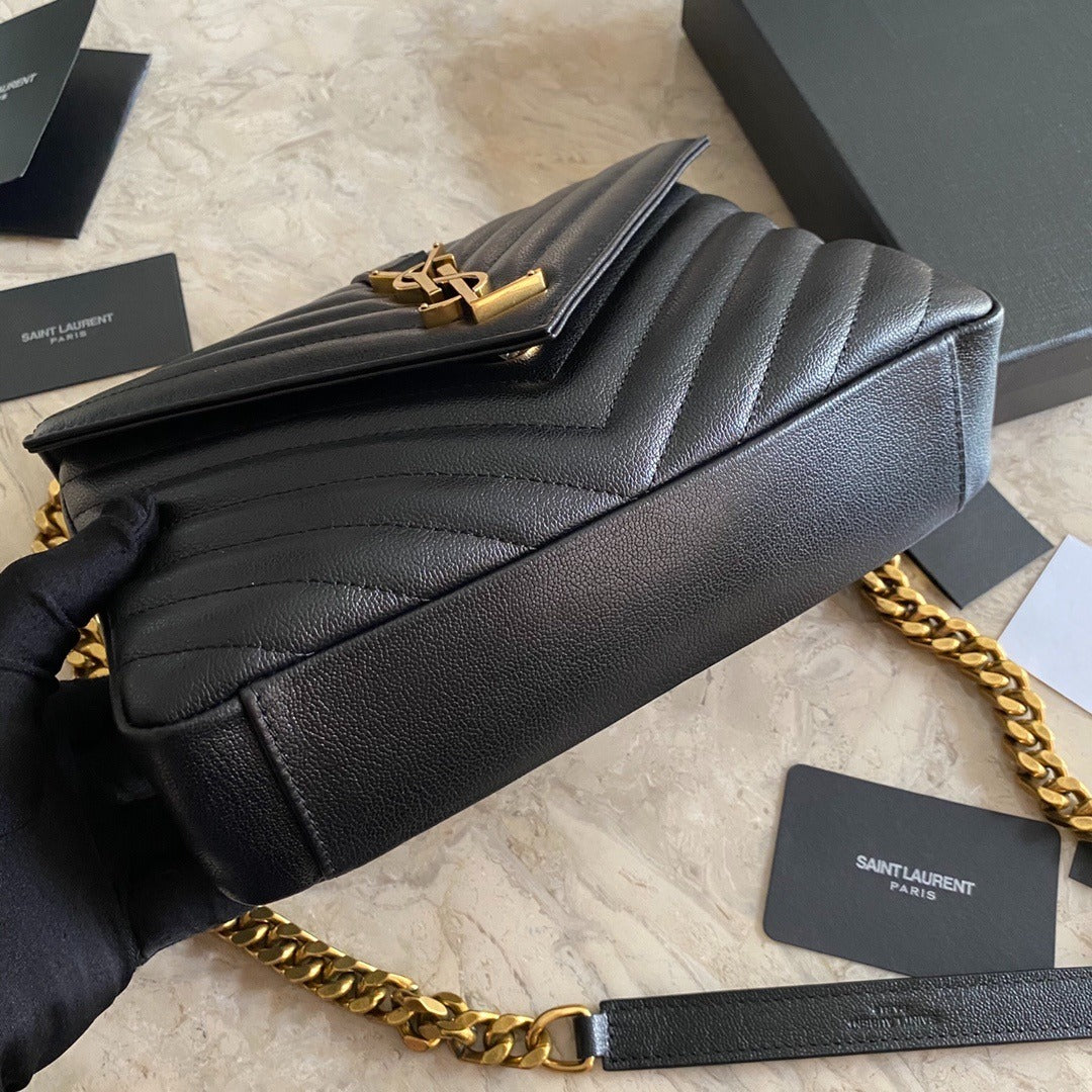 YSL SAINT LAURENT LOGO PLAQUE MEDIUM SHOULDER BAG