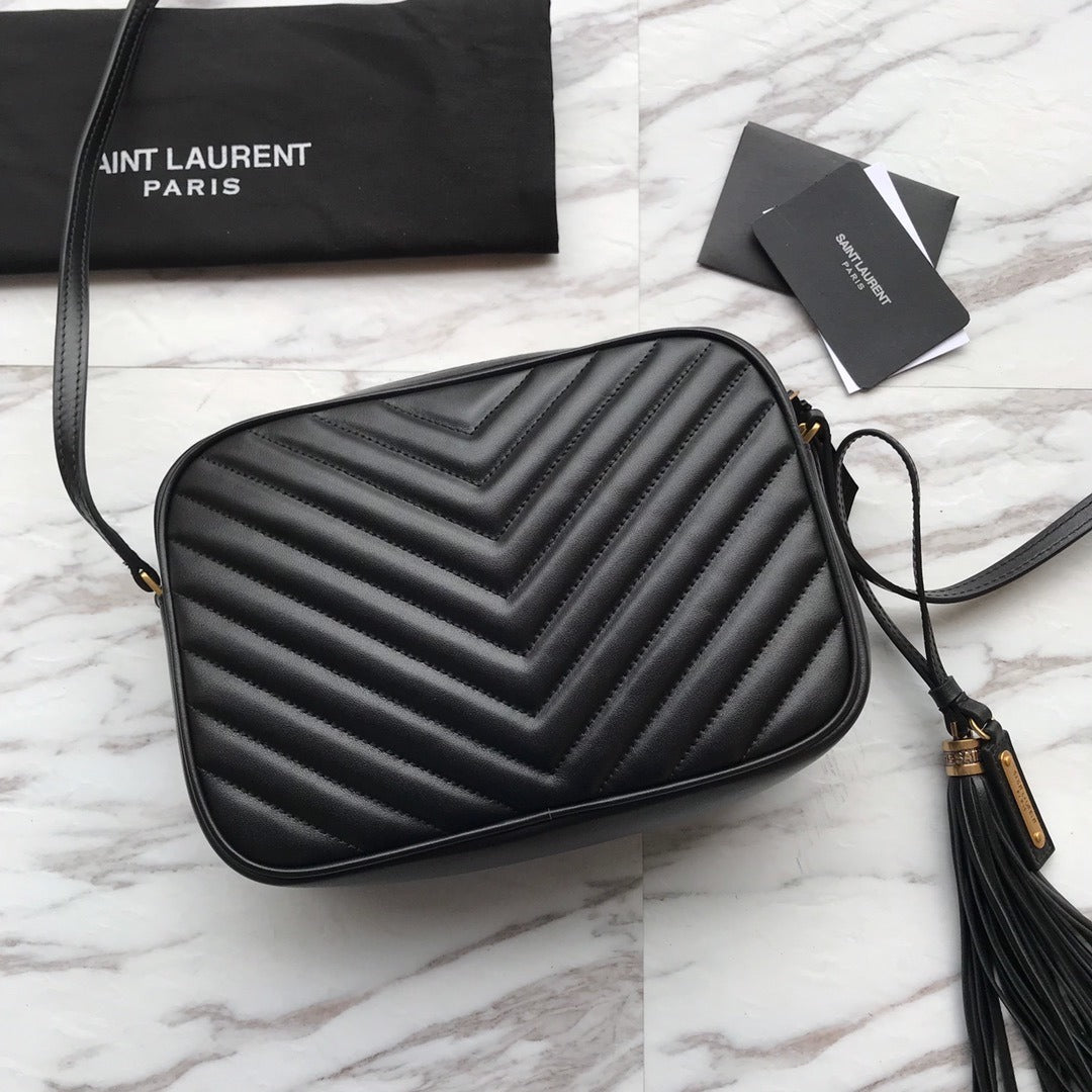 YSL MINI BLACK LEATHETR WITH STRAP SHOULDER BAG