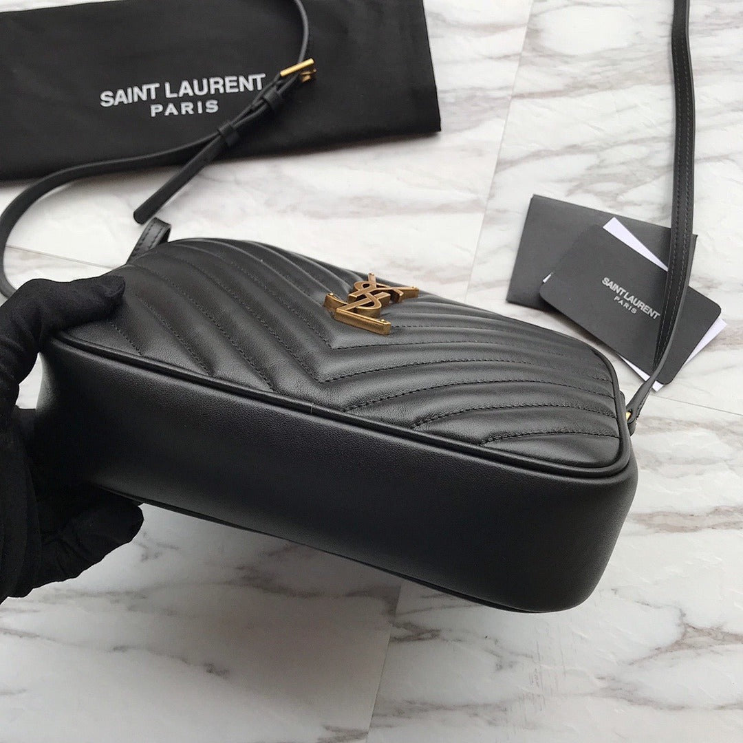 YSL MINI BLACK LEATHETR WITH STRAP SHOULDER BAG