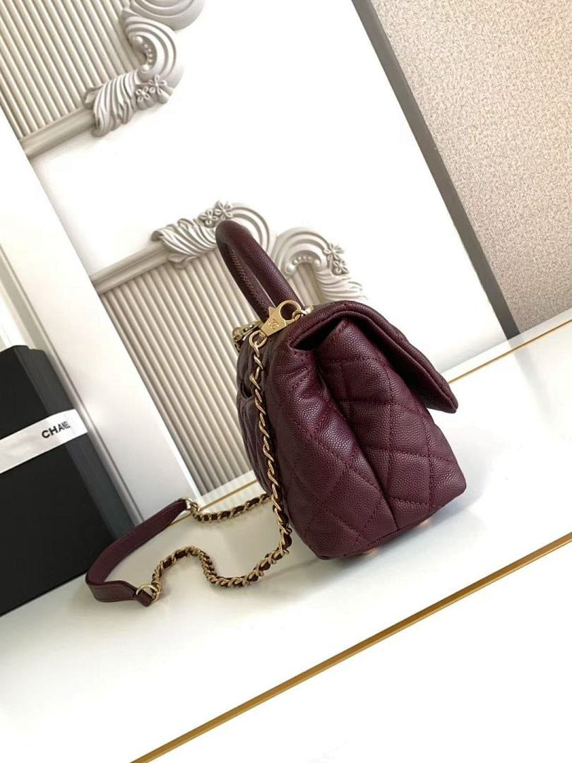 CHANEL COCO HANDLE&nbsp; MINI TOP HANDLE BAG – BURGUNDY CAVIAR LEATHER