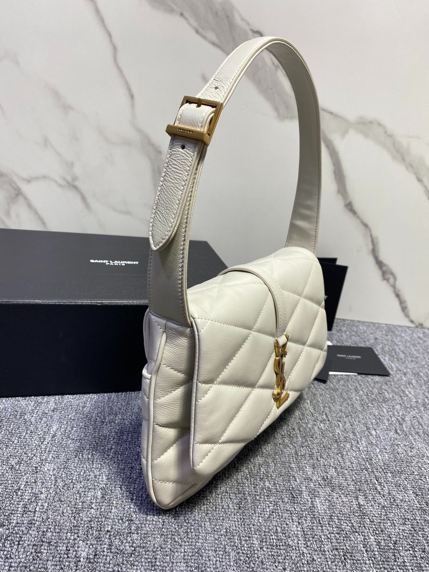 YSL HANDBAG WHITE LEATHER SHOULDER BAG