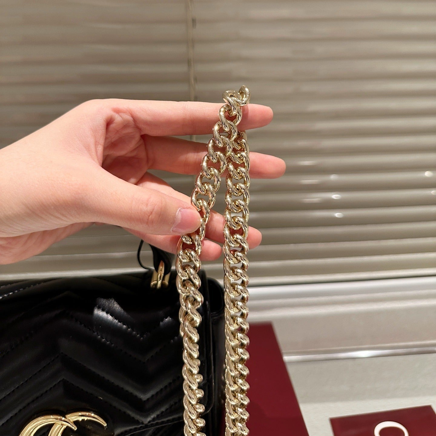GUCCI GG MARMONT MINI TOP CROSSBODY LEATHER BLACK