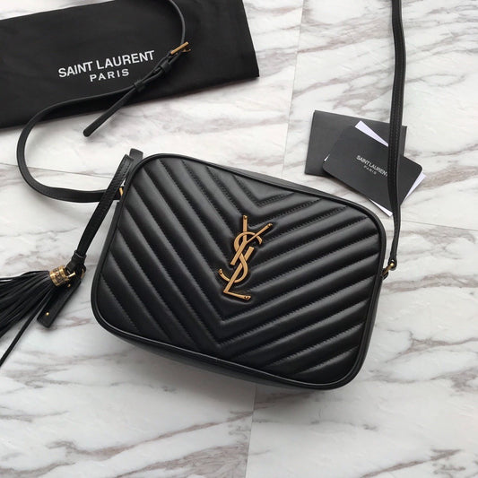 YSL MINI BLACK LEATHETR WITH STRAP SHOULDER BAG
