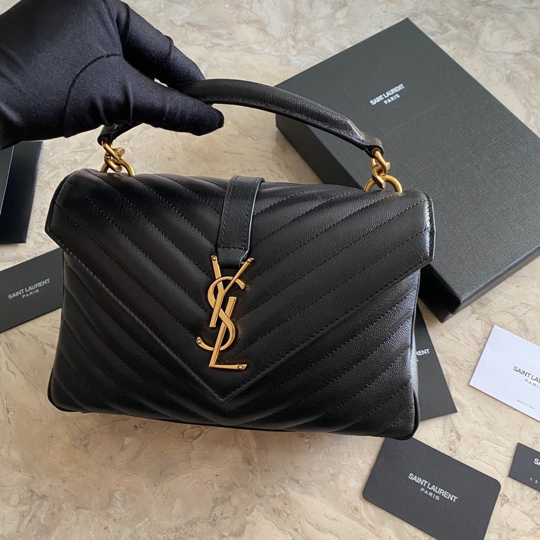 YSL SAINT LAURENT LOGO PLAQUE MEDIUM SHOULDER BAG