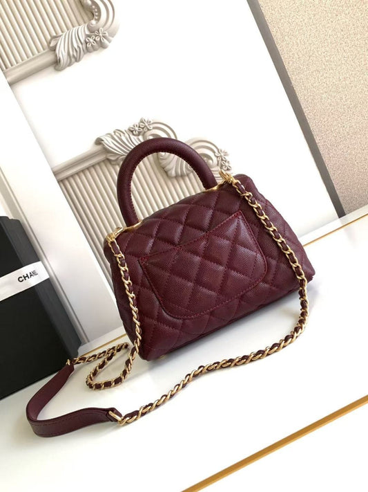CHANEL COCO HANDLE&nbsp; MINI TOP HANDLE BAG – BURGUNDY CAVIAR LEATHER