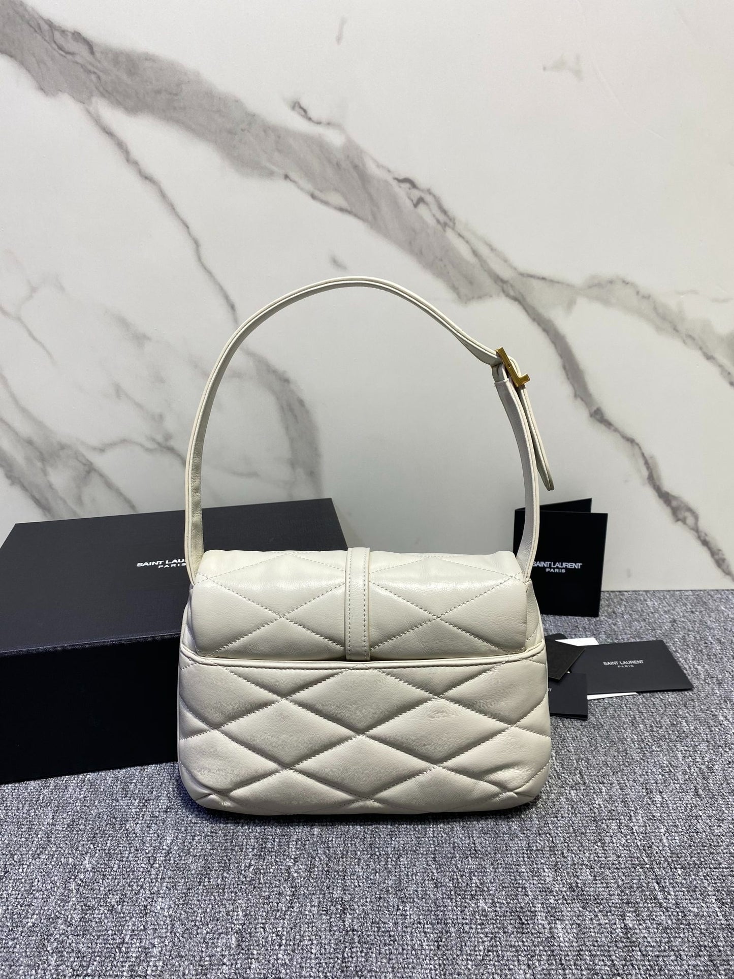YSL HANDBAG WHITE LEATHER SHOULDER BAG