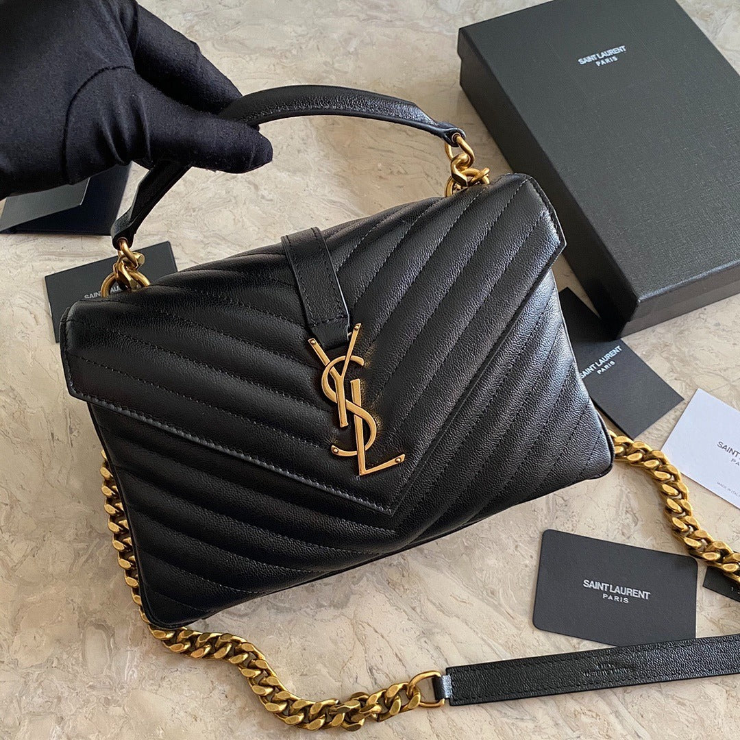 YSL SAINT LAURENT LOGO PLAQUE MEDIUM SHOULDER BAG