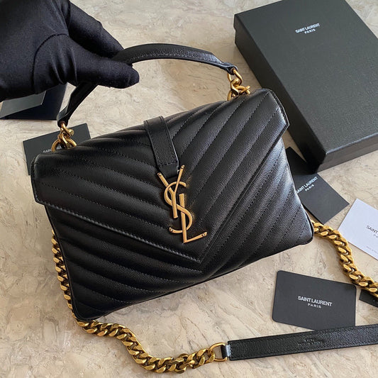 YSL SAINT LAURENT LOGO PLAQUE MEDIUM SHOULDER BAG