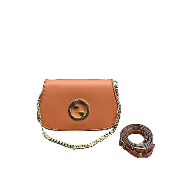 GUCCI BLONDIE SHOULDER BAG  BROWN WITH GOLD CHAIN